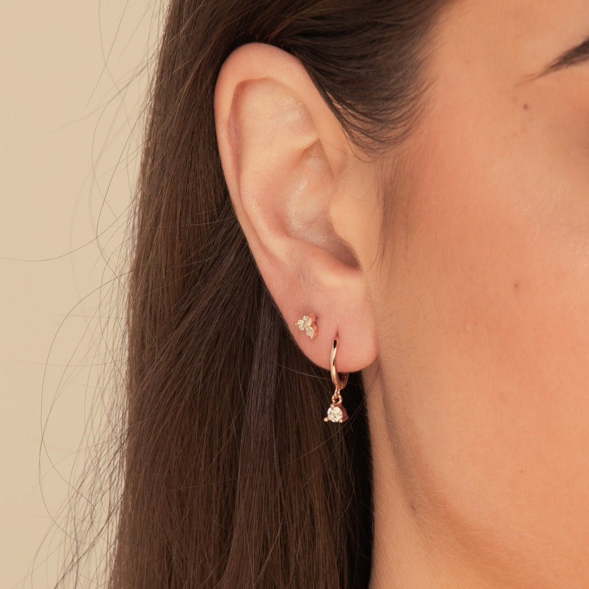 Solitaire Hoop Huggie Earrings
