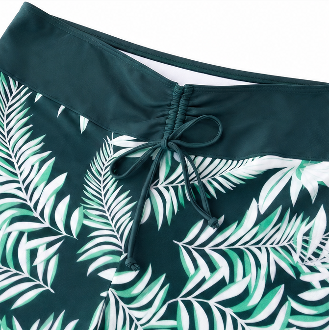 Solmara – High Waisted Tropical Print Swim Set with Boyshort Bottom