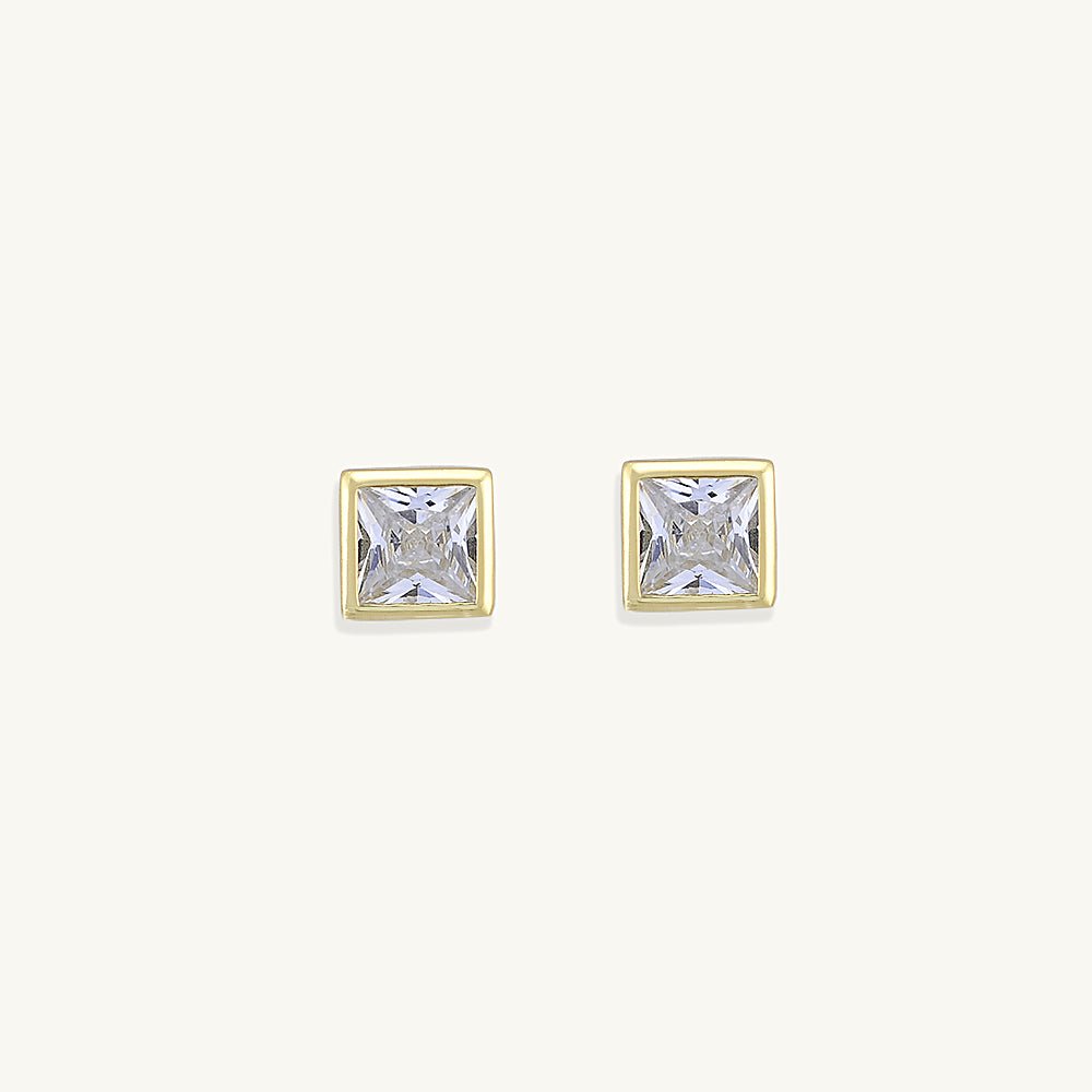 Square Cubic Zirconia Studs