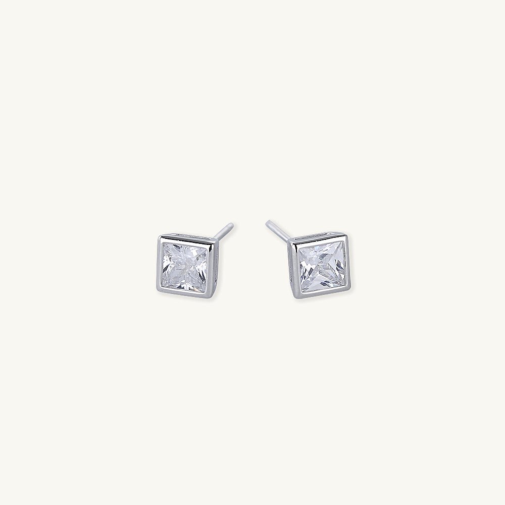 Square Cubic Zirconia Studs