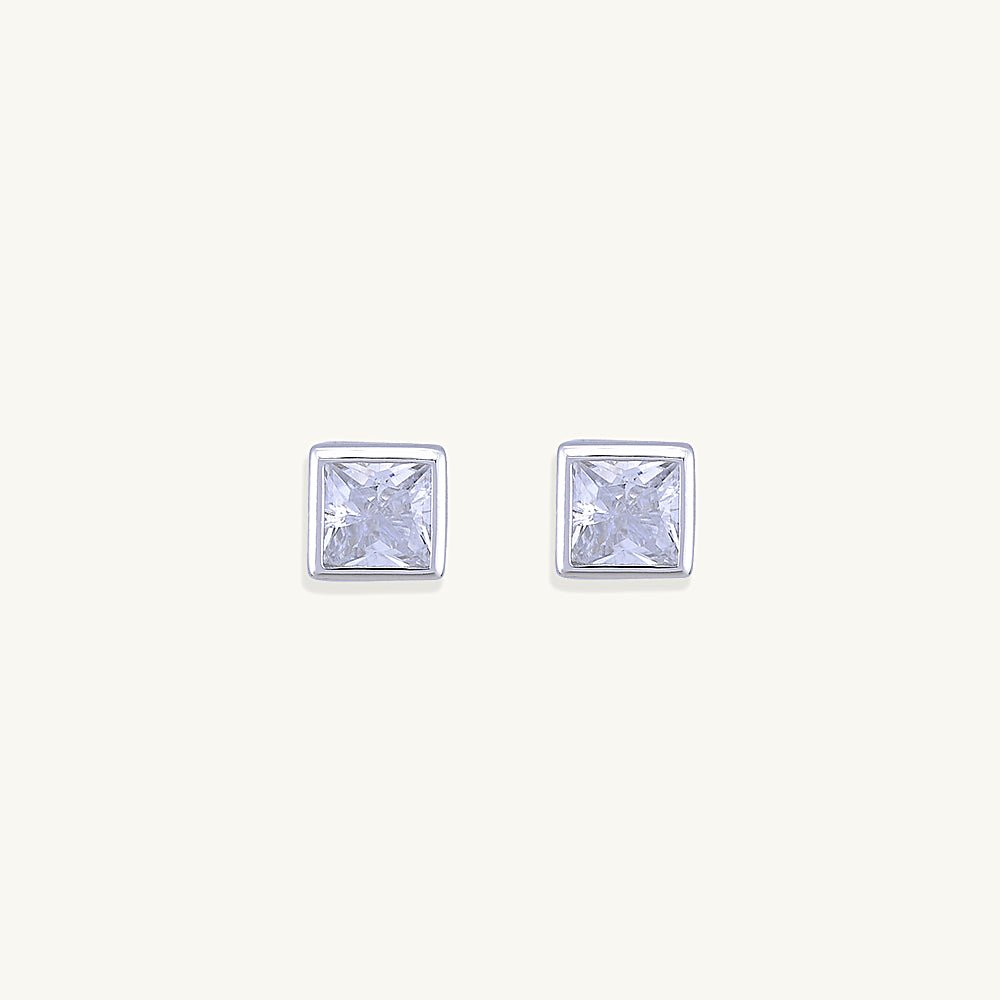 Square Cubic Zirconia Studs