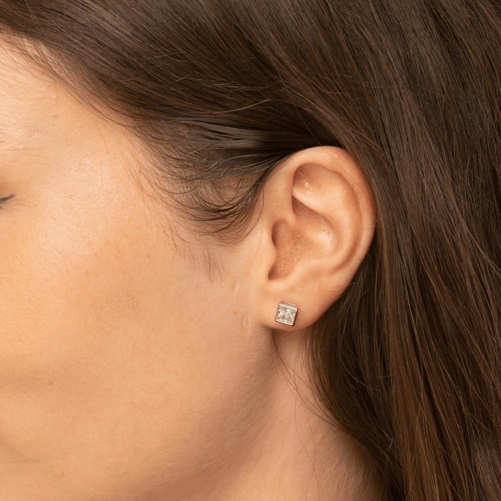 Square Cubic Zirconia Studs