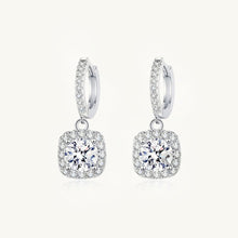 Square Halo Moissanite Hoop Huggie Earrings 0.5 Carat