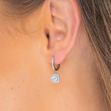 Square Halo Moissanite Hoop Huggie Earrings 0.5 Carat