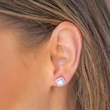 Square Halo Moissanite Stud Earrings 0.5 Carat
