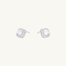 Square Pave Halo Stud Earrings