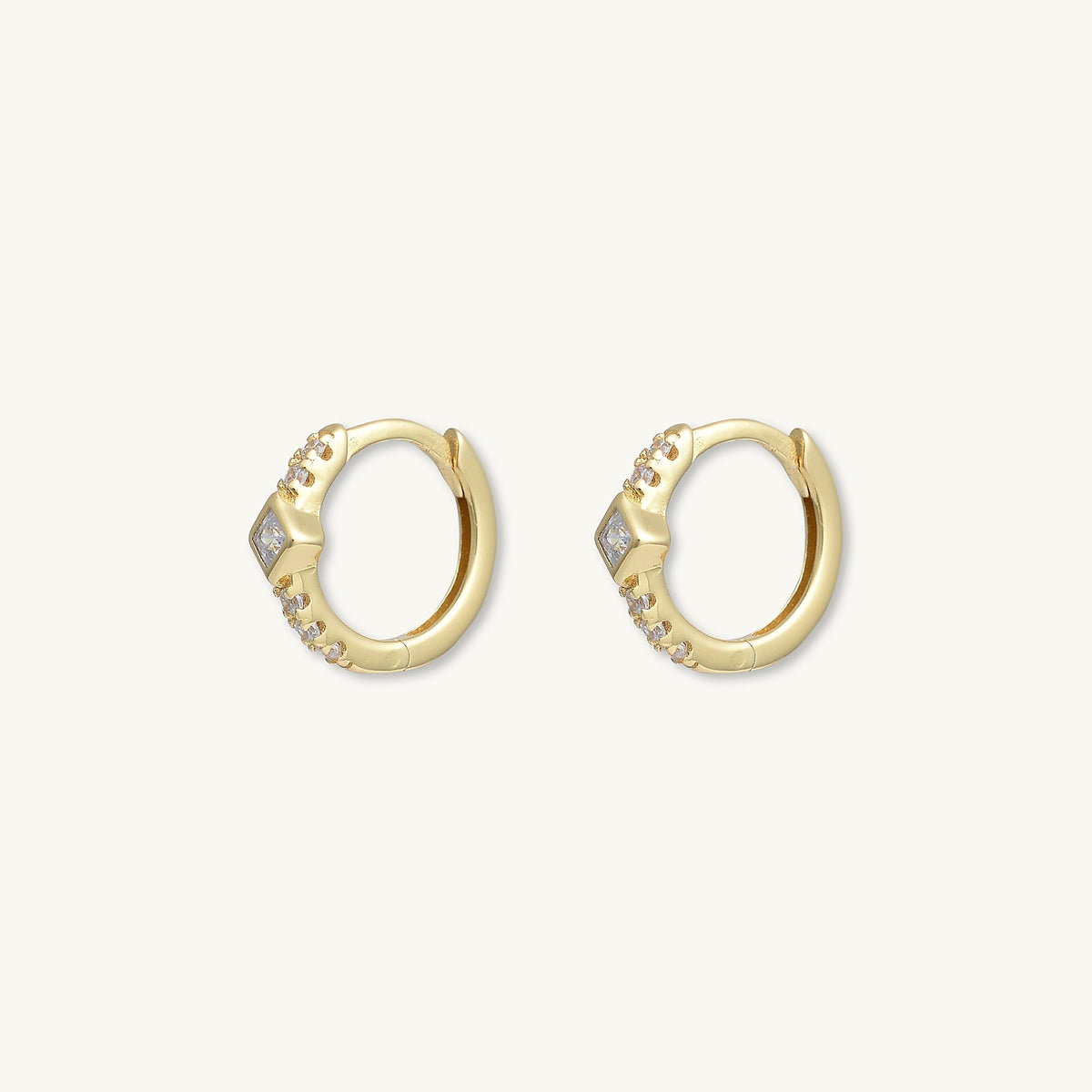 Square Zirconia Huggie Earrings
