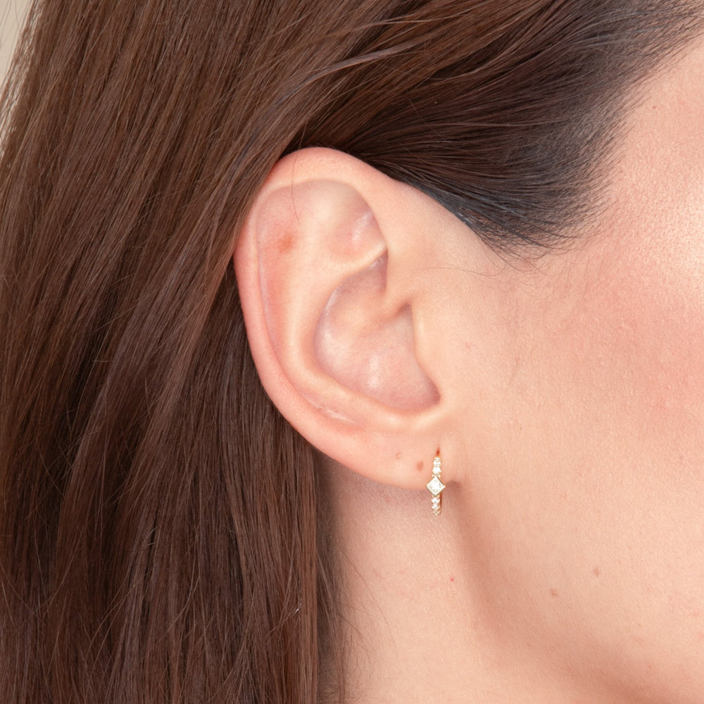 Square Zirconia Huggie Earrings