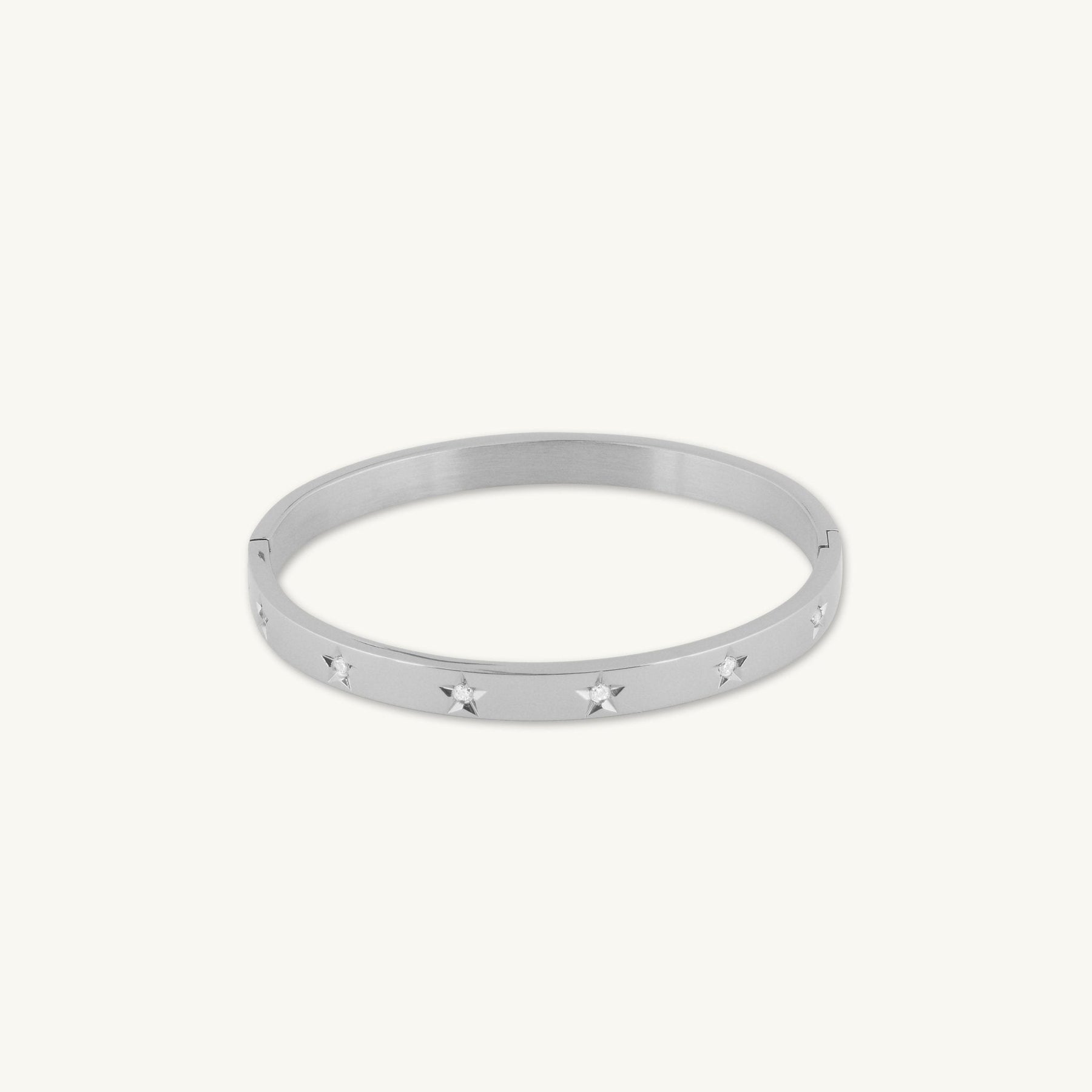 Star Sapphire Hinged Bangle Bracelet