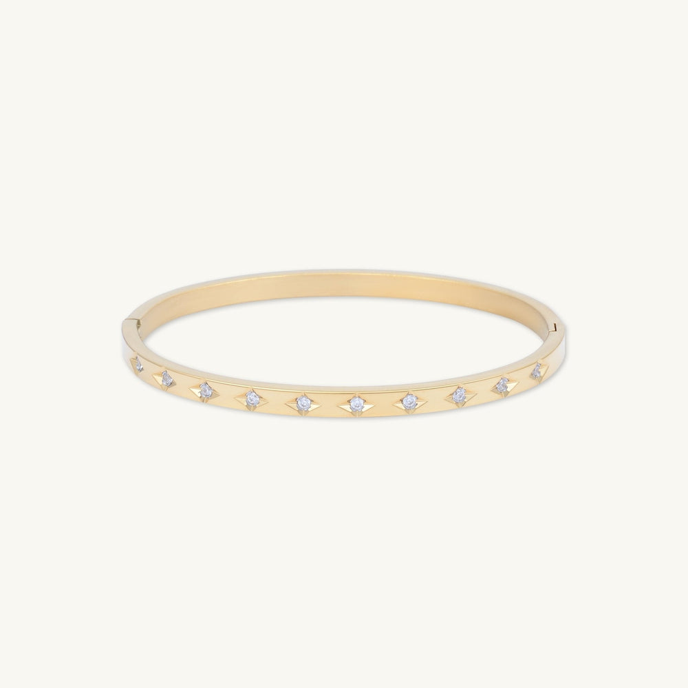 Starry Zirconia Hinged Bangle Bracelet