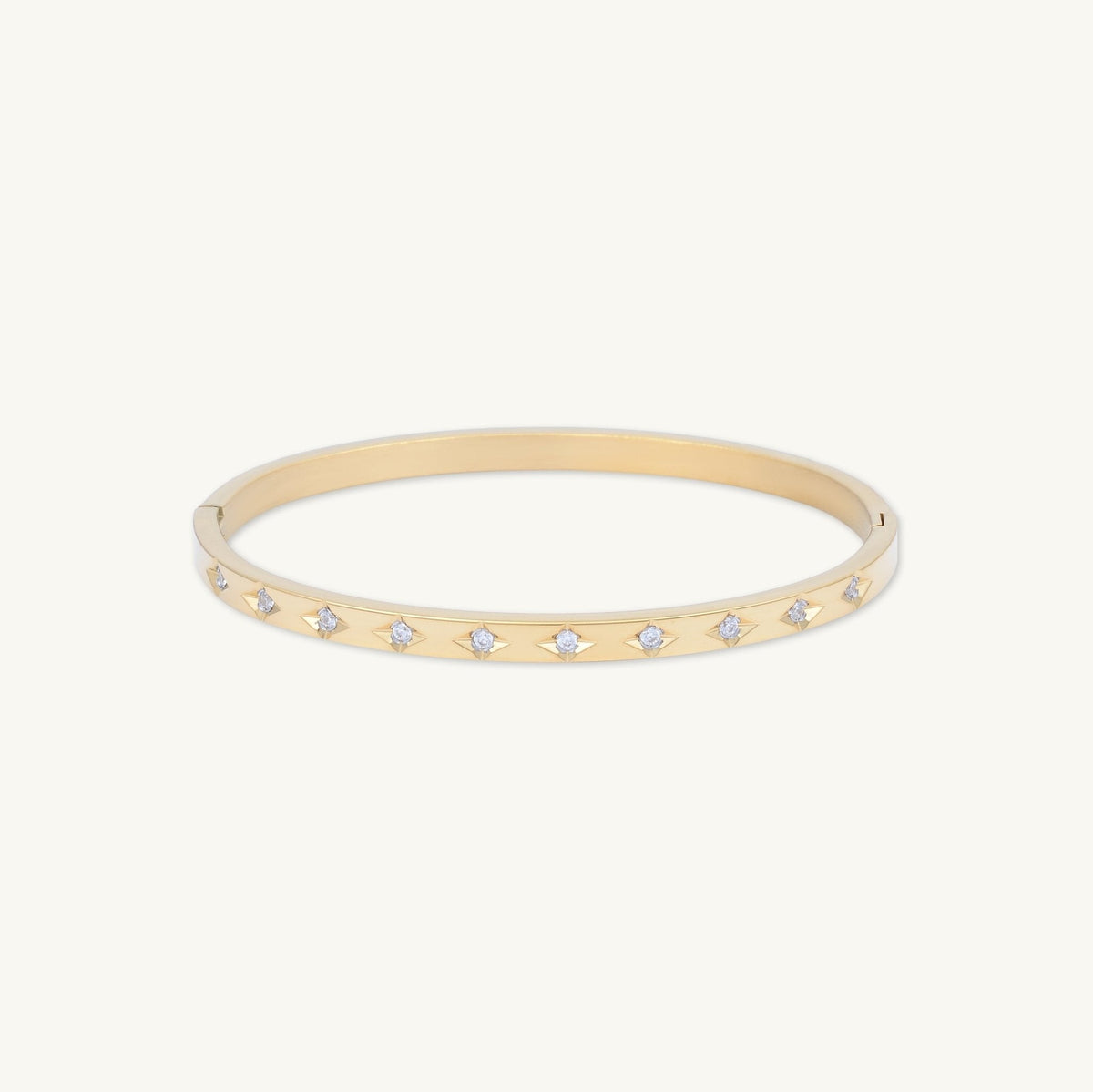 Starry Zirconia Hinged Bangle Bracelet