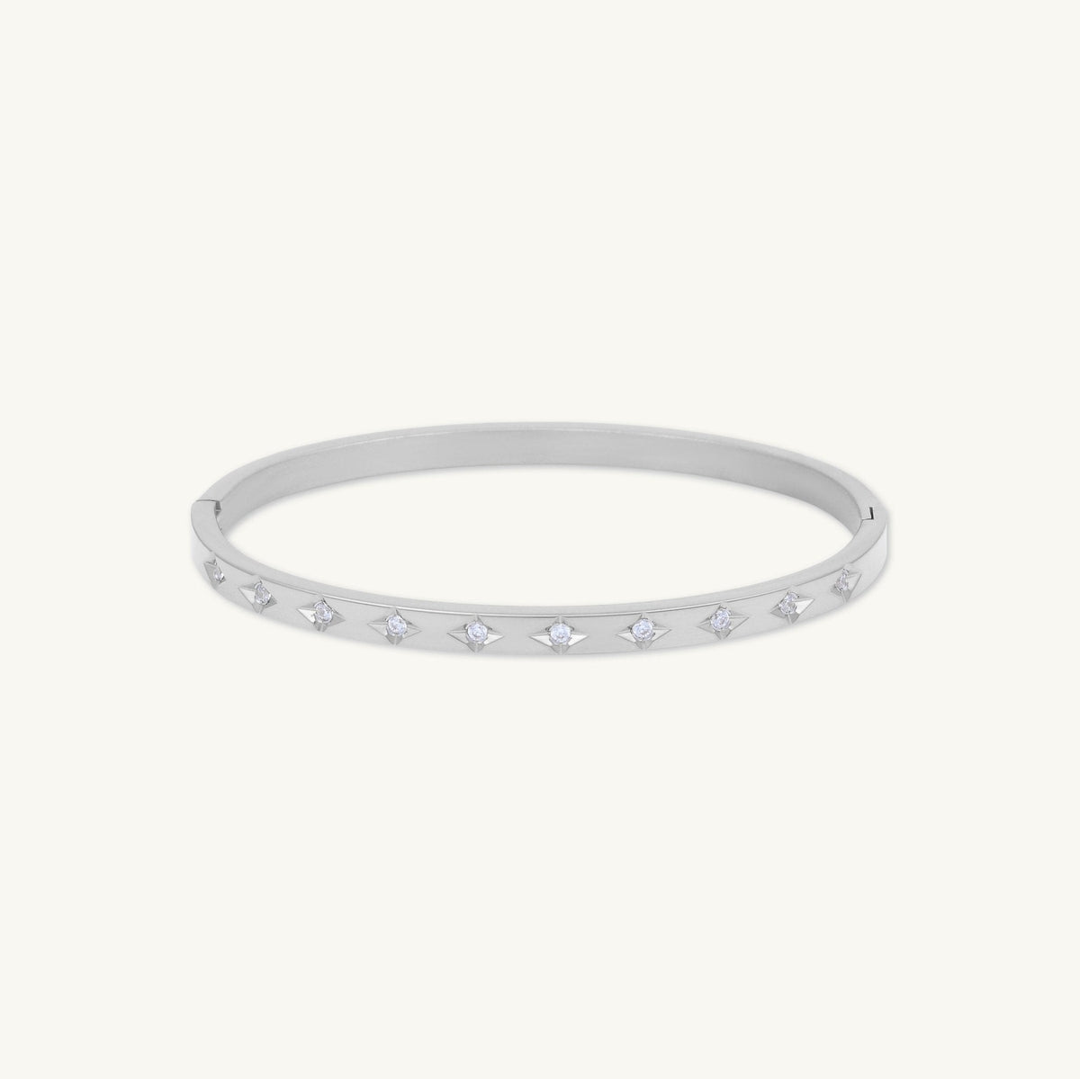 Starry Zirconia Hinged Bangle Bracelet