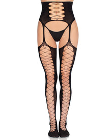 Nocturra – All-in-One Fishnet Garter Belt Stockings