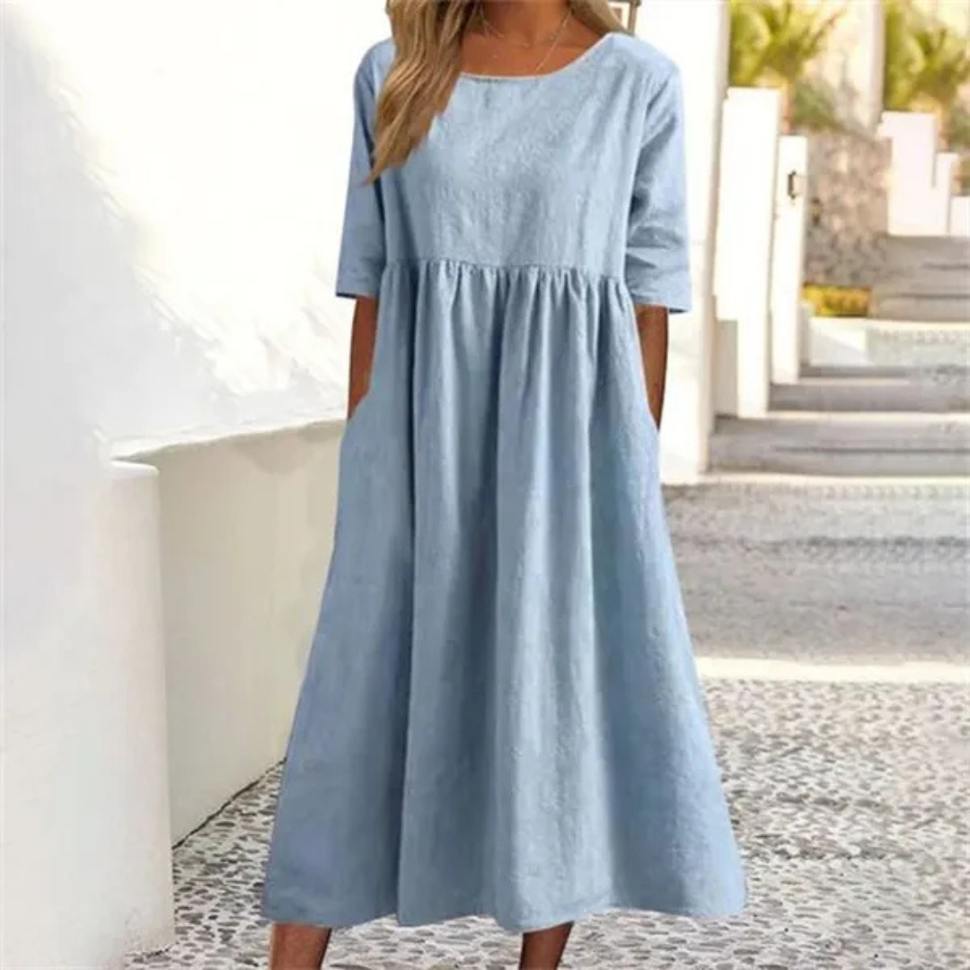 Noelle Summer Dress Women – Lightweight Midi Dress with Loose Fit for a Casual Summer Look