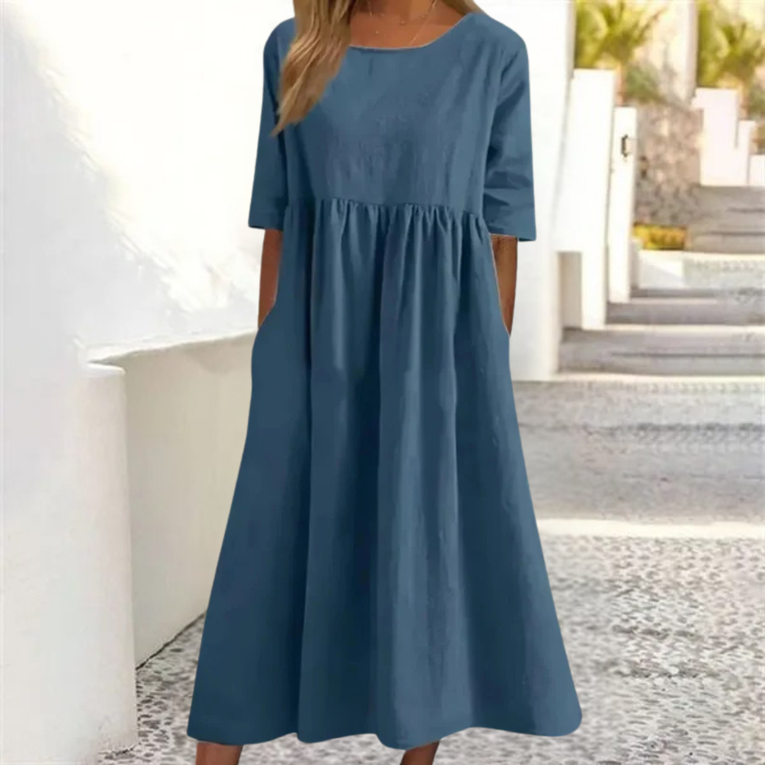 Noelle Summer Dress Women – Lightweight Midi Dress with Loose Fit for a Casual Summer Look
