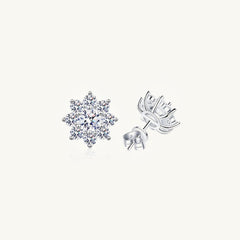 Sunflower Moissanite Stud Earrings 0.5 +0.5 Carat