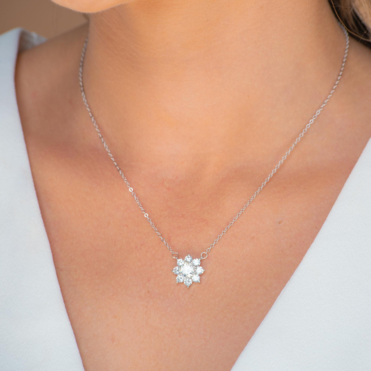 Sunflower Solitaire Moissanite Necklace 1 Carat