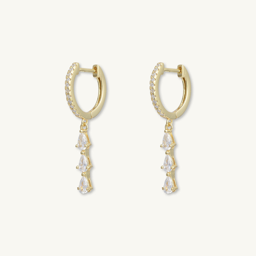 Teardrop Bar Zirconia Huggie Hoop Earrings