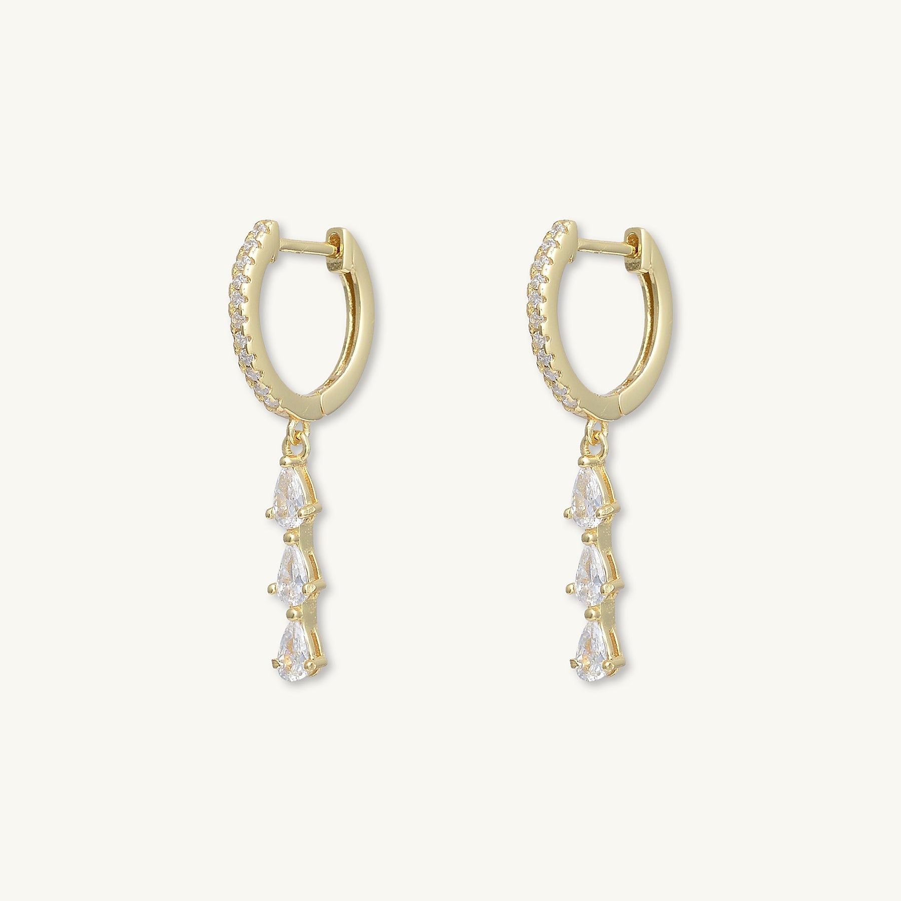 Teardrop Bar Zirconia Huggie Hoop Earrings