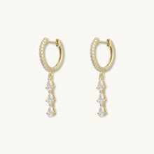 Teardrop Bar Zirconia Huggie Hoop Earrings
