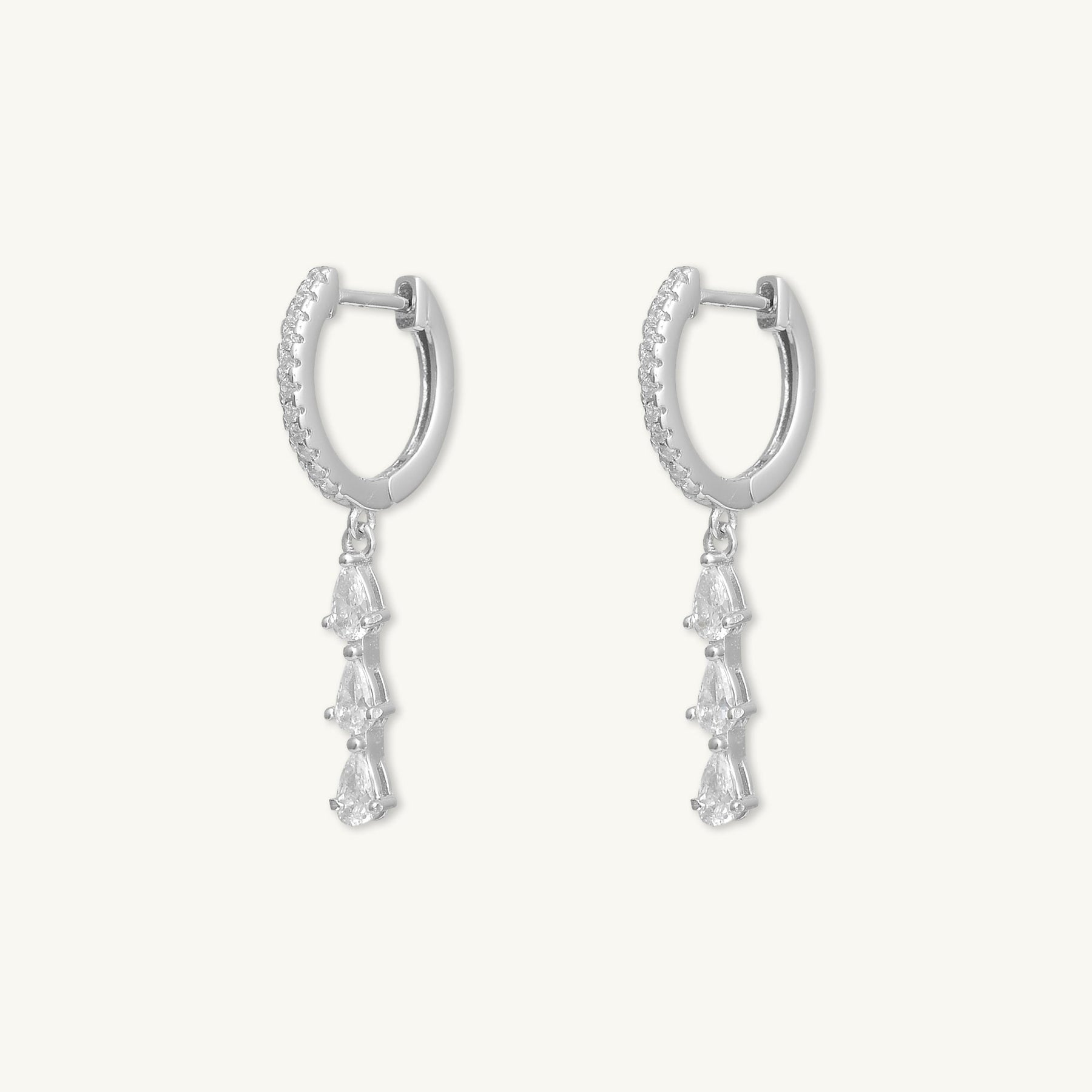 Teardrop Bar Zirconia Huggie Hoop Earrings