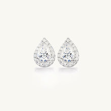 Teardrop Halo Moissanite Stud Earrings 0.5 Carat