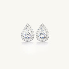 Teardrop Halo Moissanite Stud Earrings 0.5 Carat