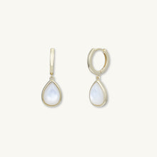 Teardrop Moonstone Huggie Hoop Earrings