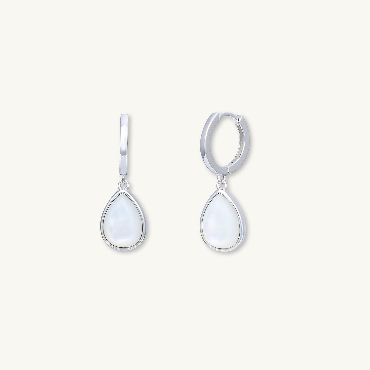Teardrop Moonstone Huggie Hoop Earrings