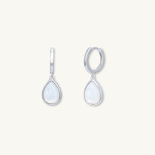 Teardrop Moonstone Huggie Hoop Earrings