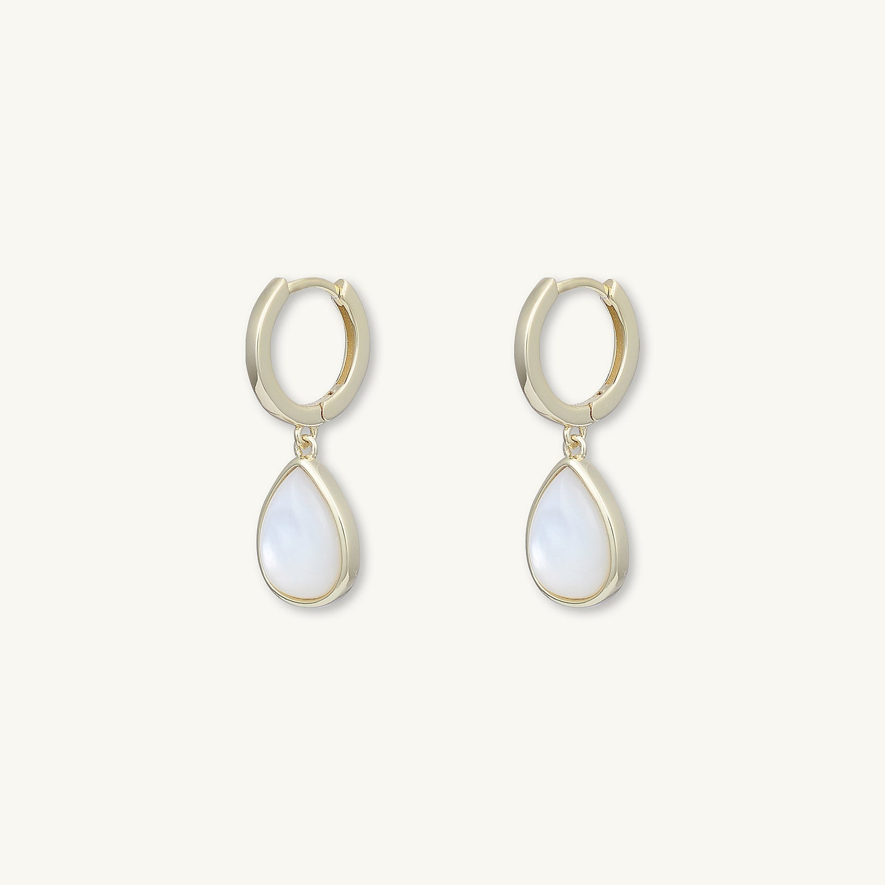 Teardrop Moonstone Huggie Hoop Earrings