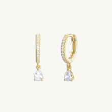 Teardrop Solitaire Hoop Earrings