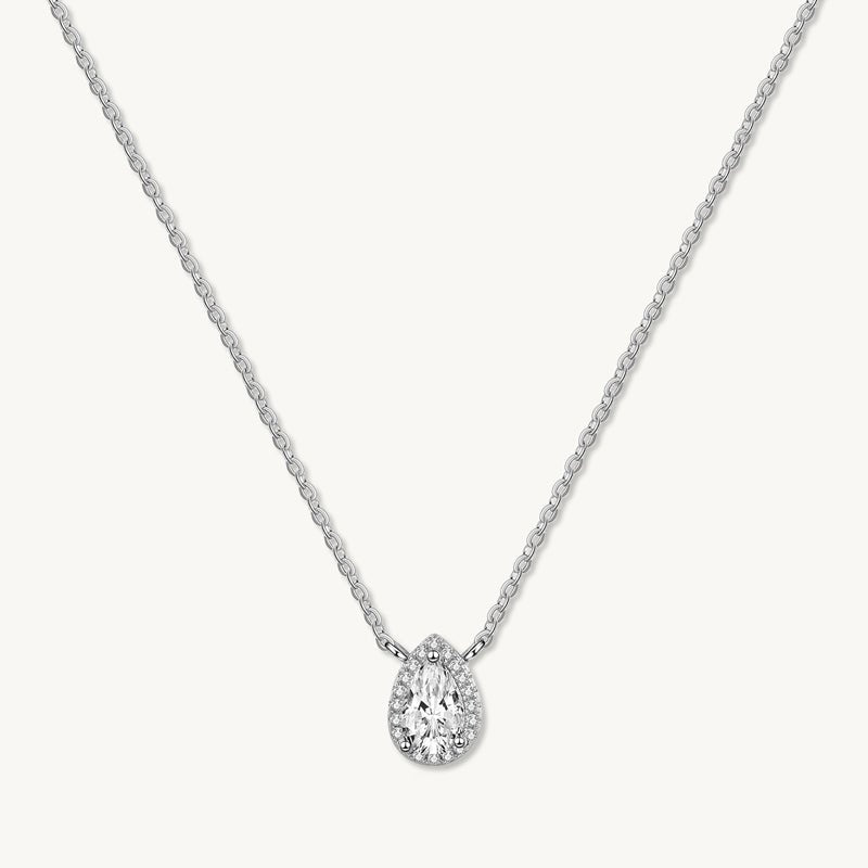 Teardrop Solitaire Moissanite Necklace 1 Carat