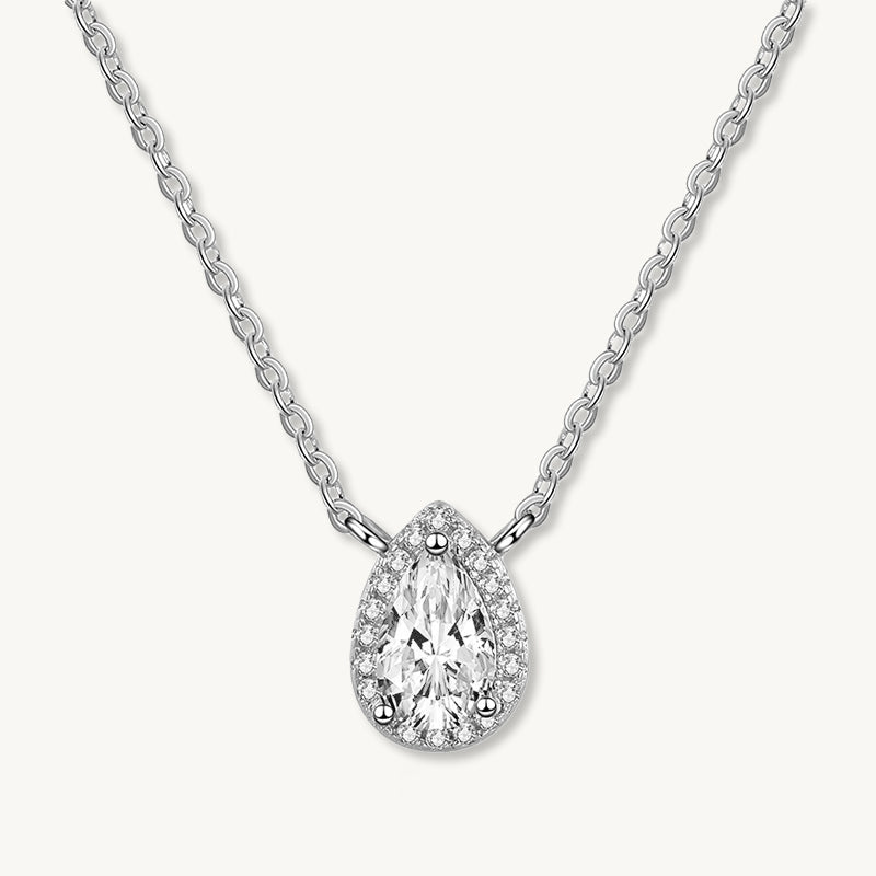 Teardrop Solitaire Moissanite Necklace 1 Carat