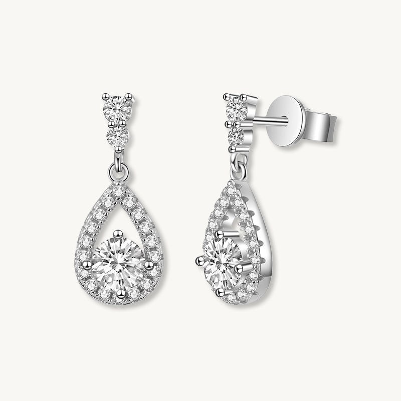 Teardrop Solitaire Moissanite Stud Earrings