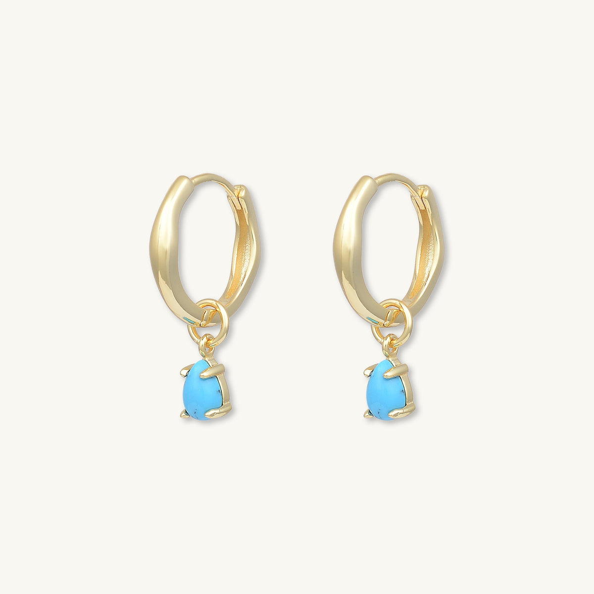 Teardrop Turquoise Huggie Earrings