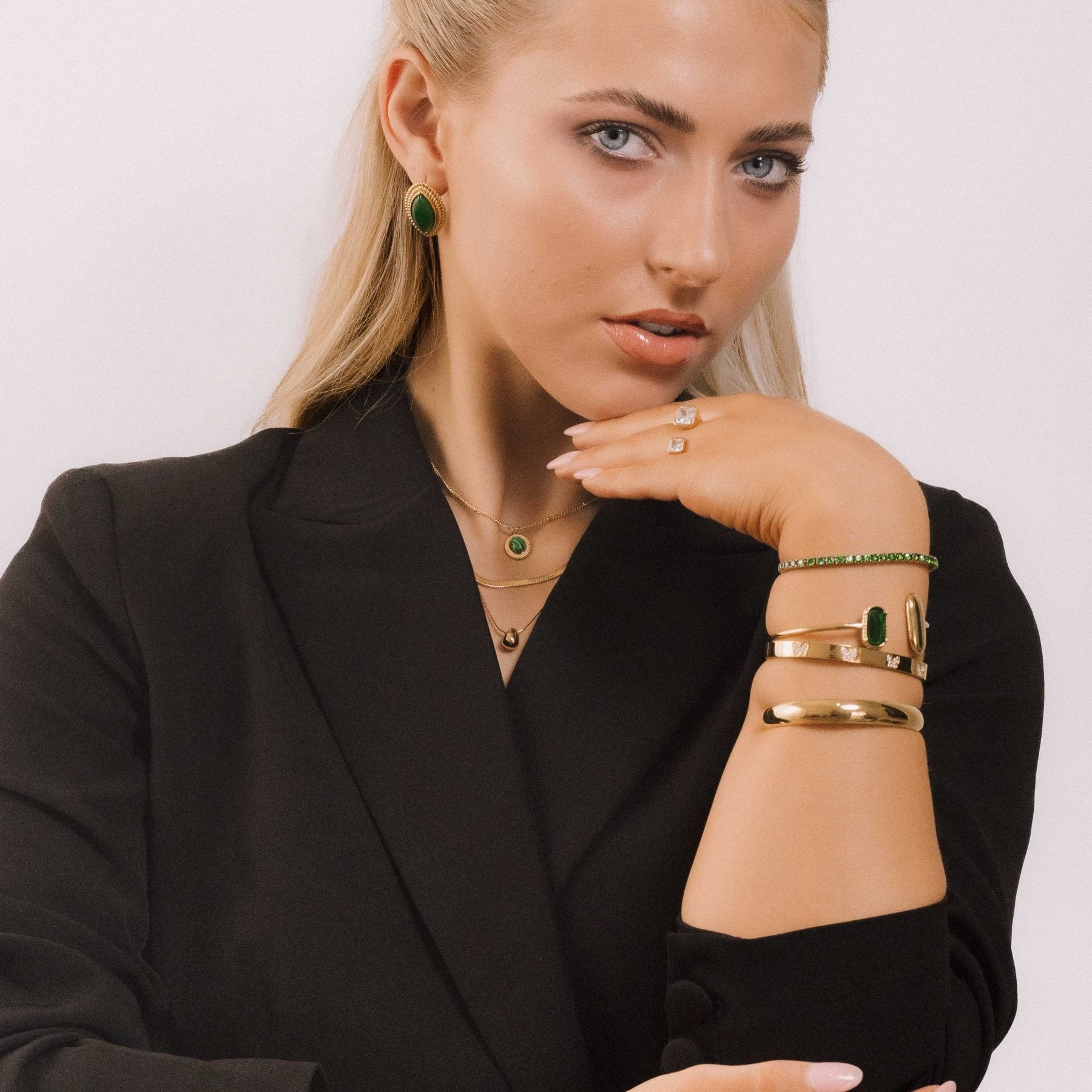 Tennis Emerald Drawstring Adjustable Bracelet