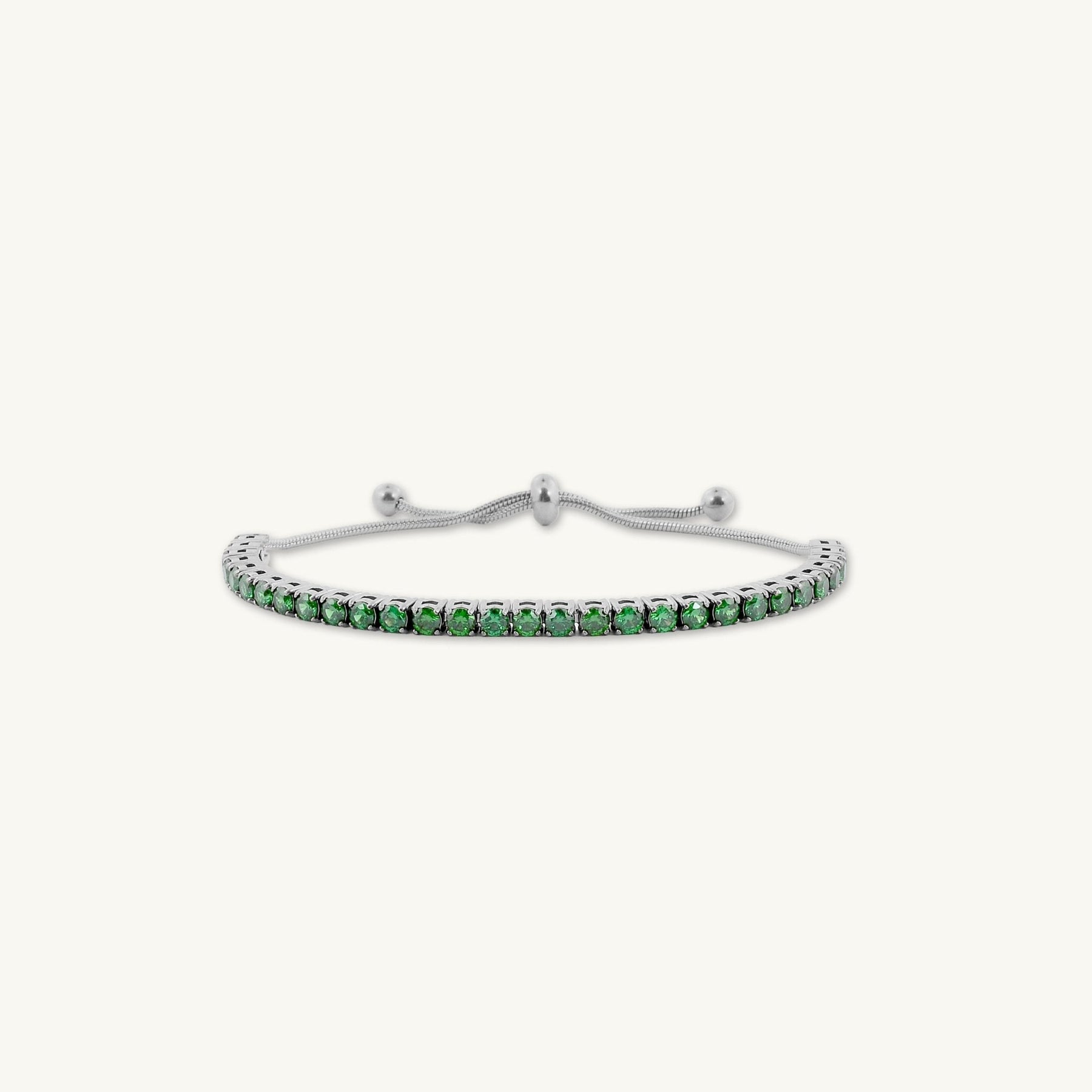 Tennis Emerald Drawstring Adjustable Bracelet