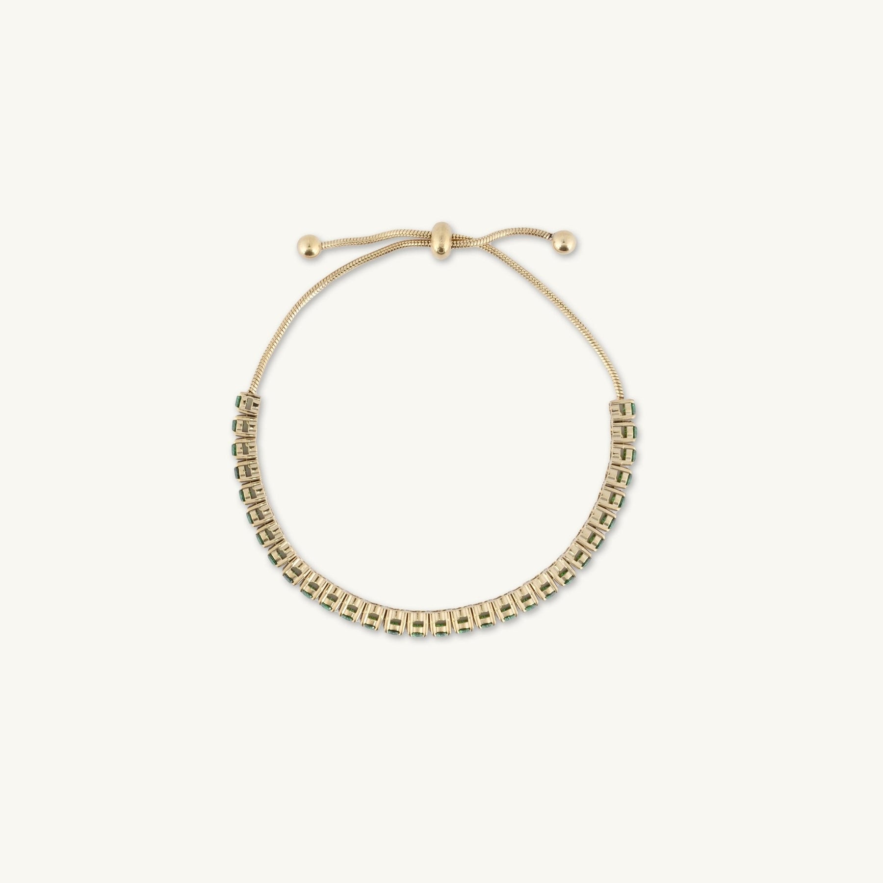 Tennis Emerald Drawstring Adjustable Bracelet