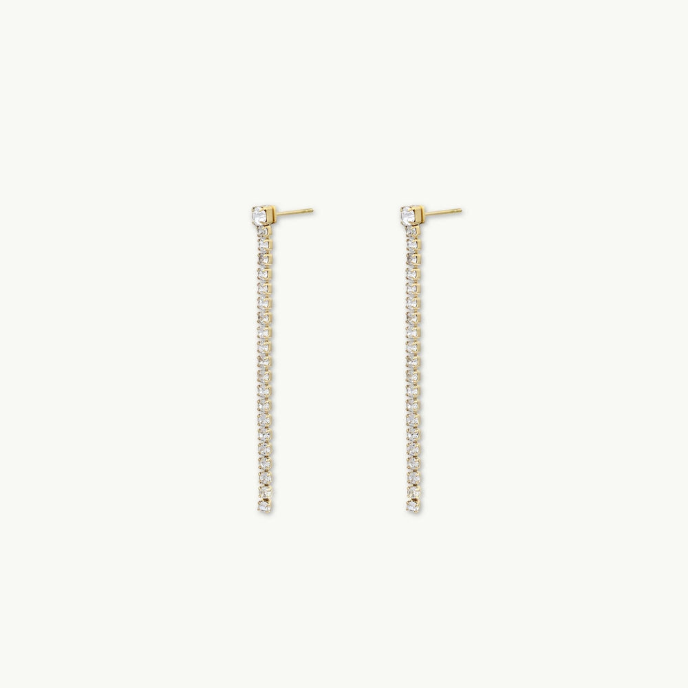 Tennis Sapphire Chain Stud Earrings