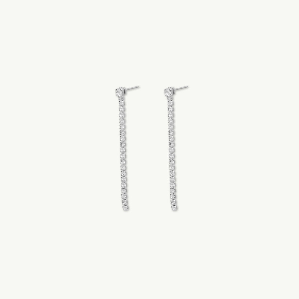 Tennis Sapphire Chain Stud Earrings