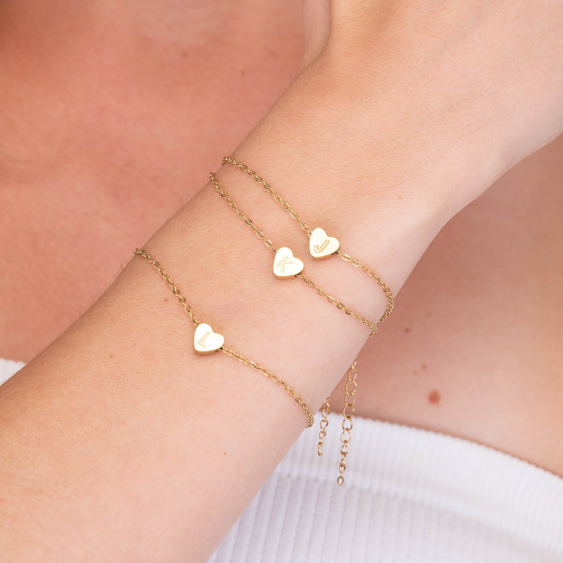 The Heart Pendant Initial Letter Bracelet