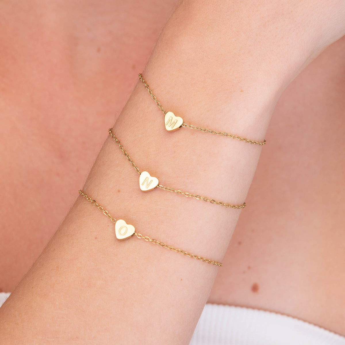 The Heart Pendant Initial Letter Bracelet