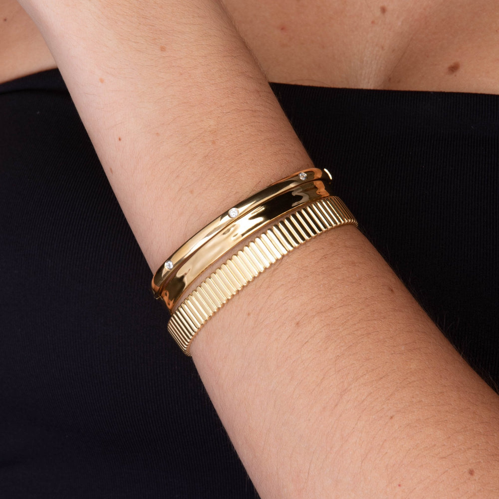 Thick Ridges Cuff Bangle Bracelet