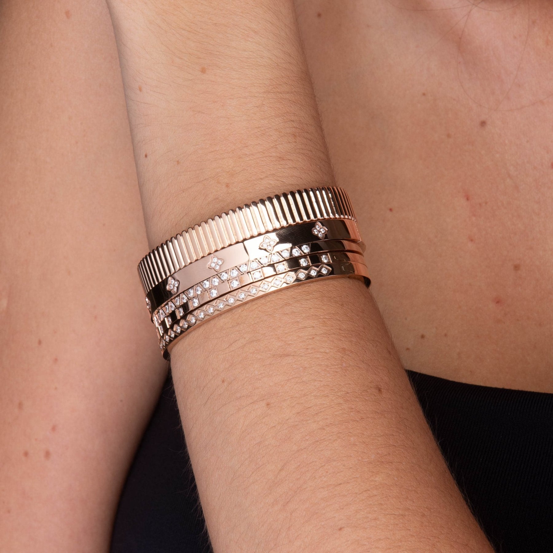 Thick Ridges Cuff Bangle Bracelet