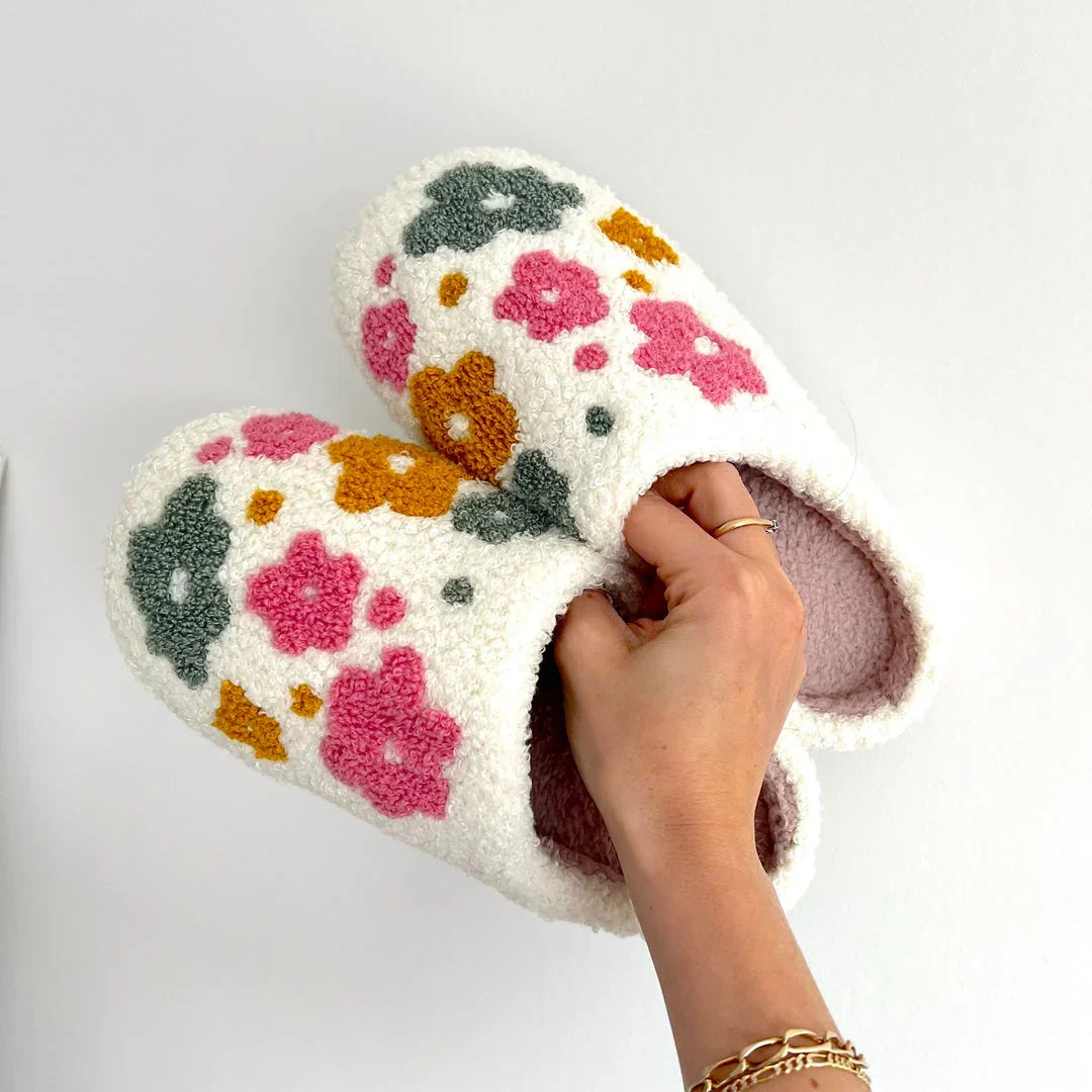 Valentina Women's Slippers with Floral Pattern – Soft and Warm Indoor Slippers for Cozy Winter Comfort