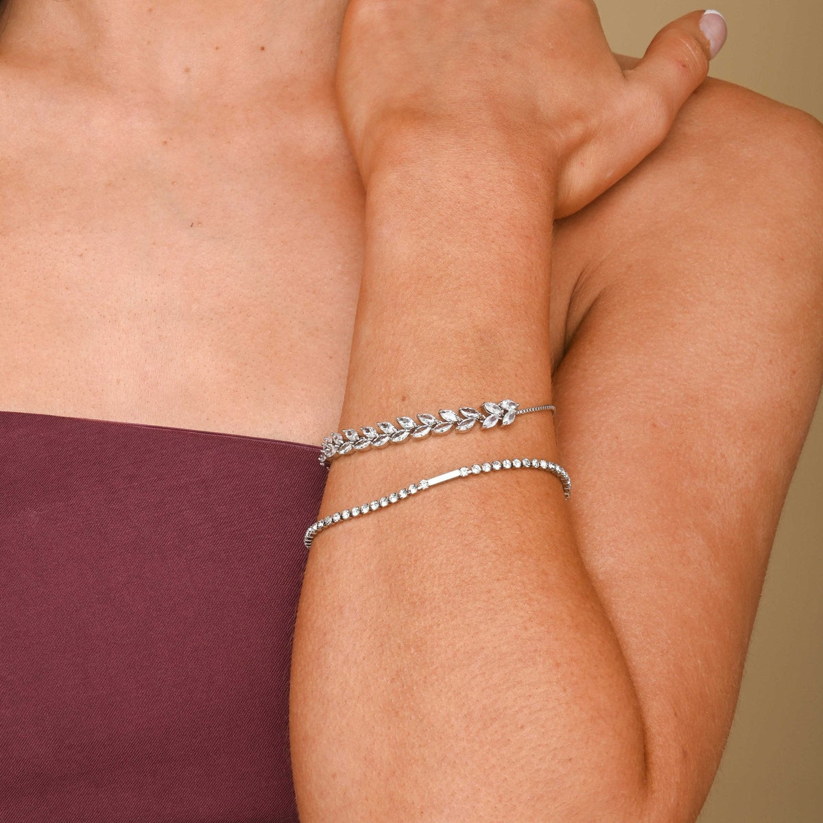 Tilly Leaf Tennis Chain Bracelet