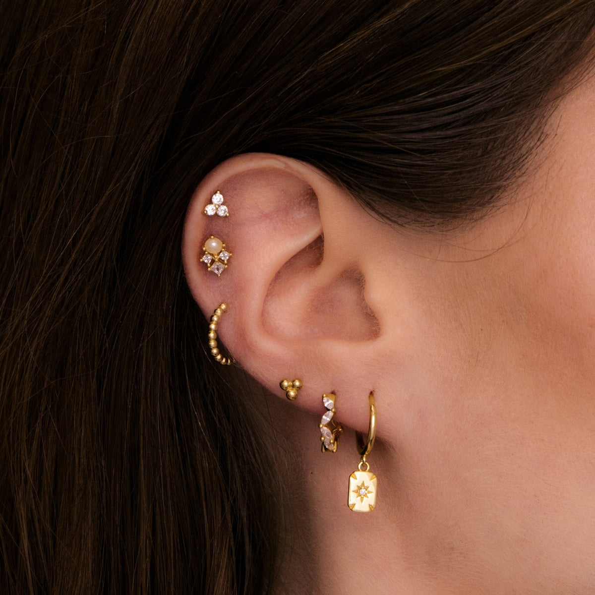 Tiny Lotus Ball Stud Earrings