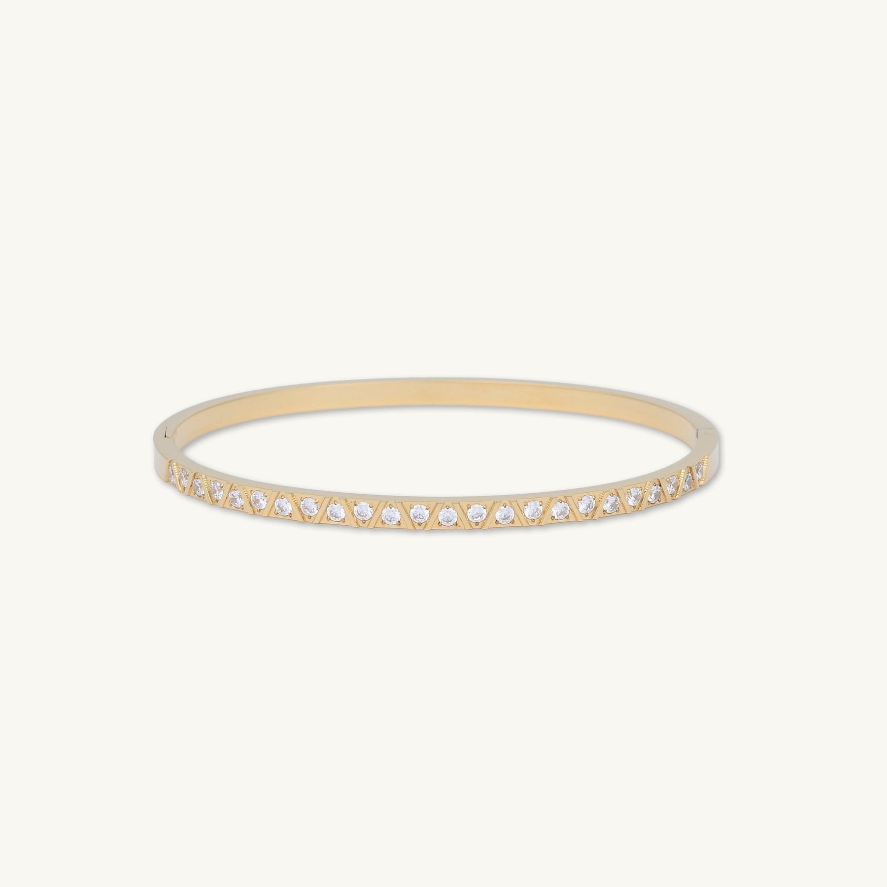Triangle Sapphire Hinged Bangle Bracelet
