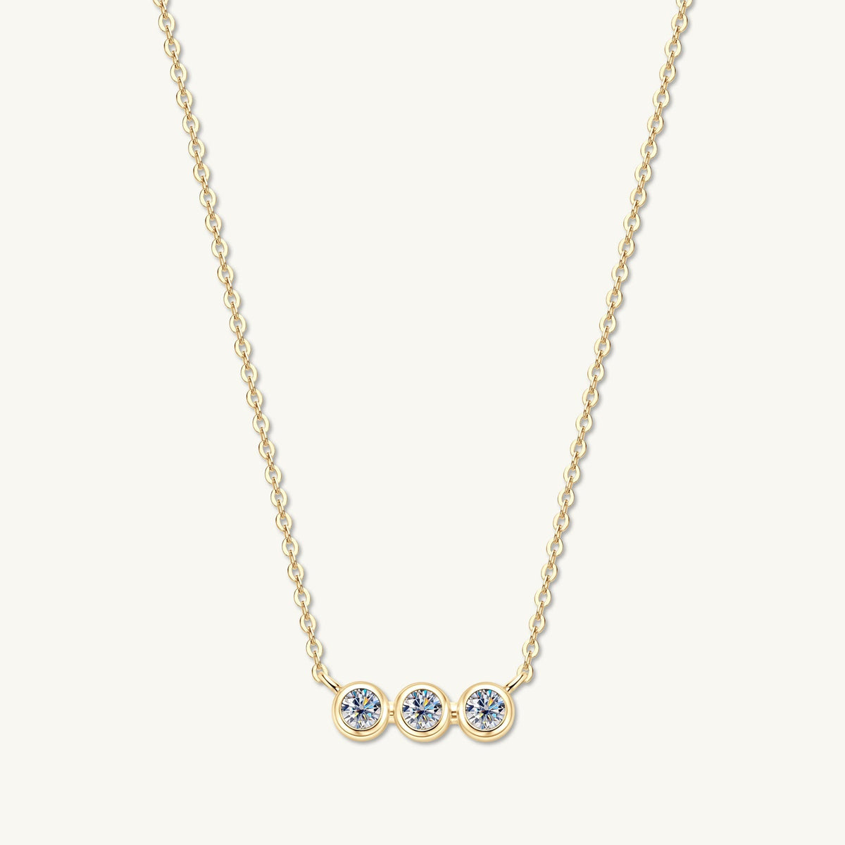 Trio Bezel Moissanite Necklace